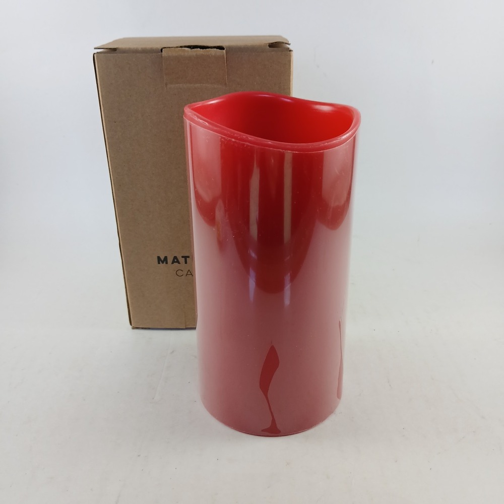 Matchless Candle Flameless LED Wax Pillar Candle Red 6"